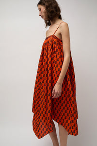 Anaak Etretat Print Handkerchief Dress in Vermillion Paisley