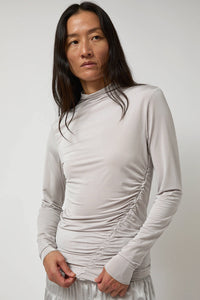 Anggae Light Jersey Slim Shirring Top in Silver