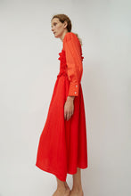 Load image into Gallery viewer, CORDERA Viscose Gathered Dress in Coral