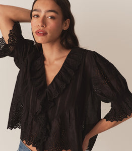 HENRI TOP -- BLACK EYELET