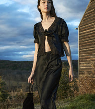 Load image into Gallery viewer, IDELLA TOP -- BLACK SILK