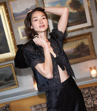 Load image into Gallery viewer, IDELLA TOP -- BLACK SILK