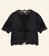 Load image into Gallery viewer, IDELLA TOP -- BLACK SILK