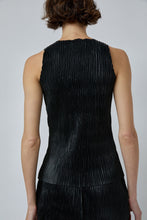 Load image into Gallery viewer, INSHADE Pleated Eco Leather Top in Black