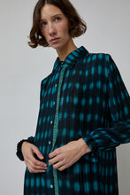 Load image into Gallery viewer, INSHADE Pleated Shirt Dress in Blue and Green Plaid