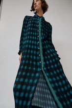 Load image into Gallery viewer, INSHADE Pleated Shirt Dress in Blue and Green Plaid