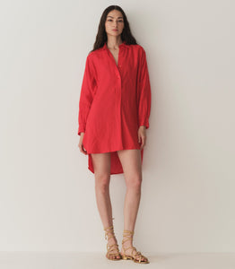 JORA LINEN DRESS -- SCARLET