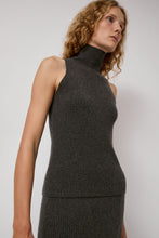 Load image into Gallery viewer, Modern Weaving Cashmere Mock Collar Rib Top in Olive Melange