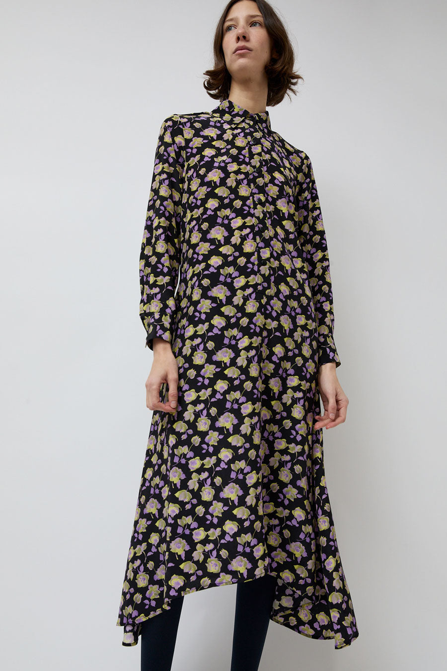 No.6 Campden Dress in Black and Lilac Primrose