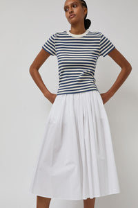 Nothing Written Pippa Stripe Rib T-Shirt in Ivory Navy