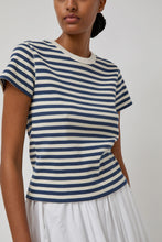 Load image into Gallery viewer, Nothing Written Pippa Stripe Rib T-Shirt in Ivory Navy