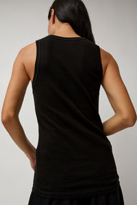 St. Agni Organic Cotton Soft Rib Singlet in Black