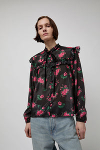 StandAlone Sheer Fringe Blouse in Roses